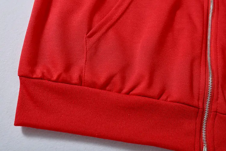 Red Sternum Rhinestone Hoodie with Zipper Front — feature 15