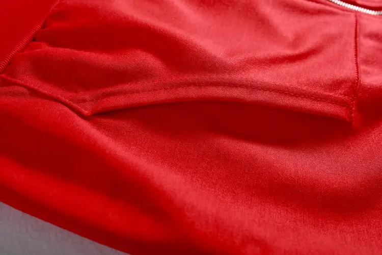 Red Sternum Rhinestone Hoodie with Zipper Front — feature 16