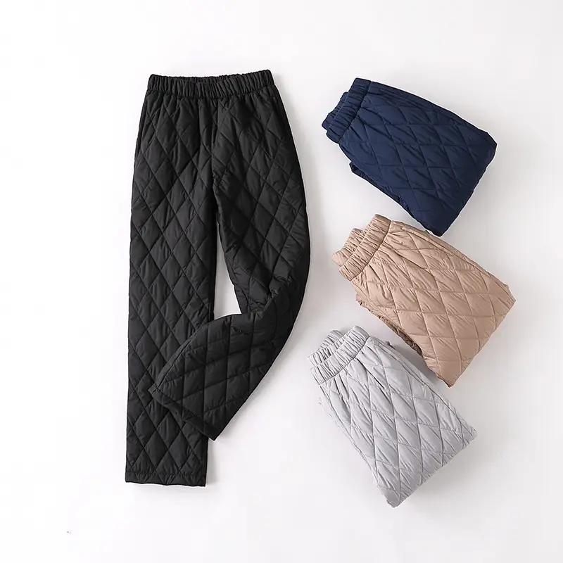 Women's Thick Warm Cotton Pants Black Blue Beige Grey - Image 11