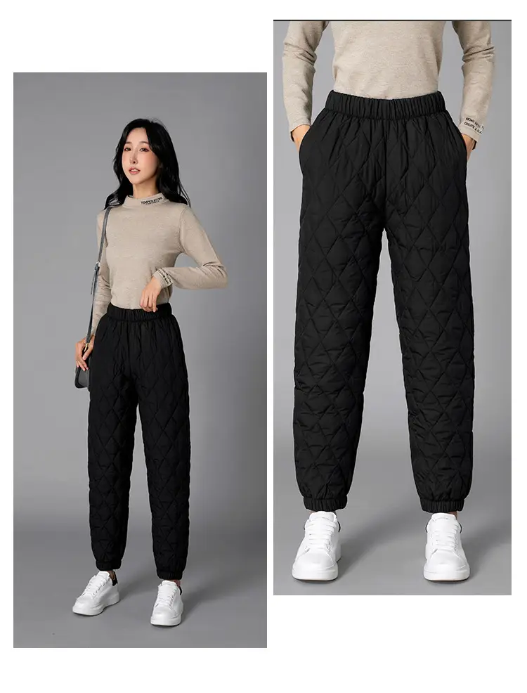 Women's Thick Warm Cotton Pants Black Blue Beige Grey — feature 22