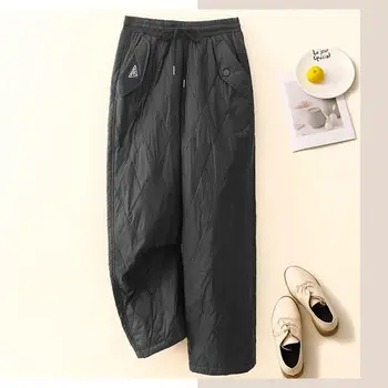 Women's Thick Warm Cotton Pants Black Blue Beige Grey — feature 4