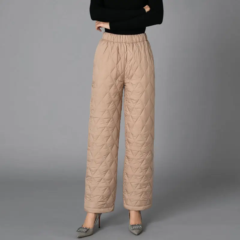 Women's Thick Warm Cotton Pants Black Blue Beige Grey - Image 3