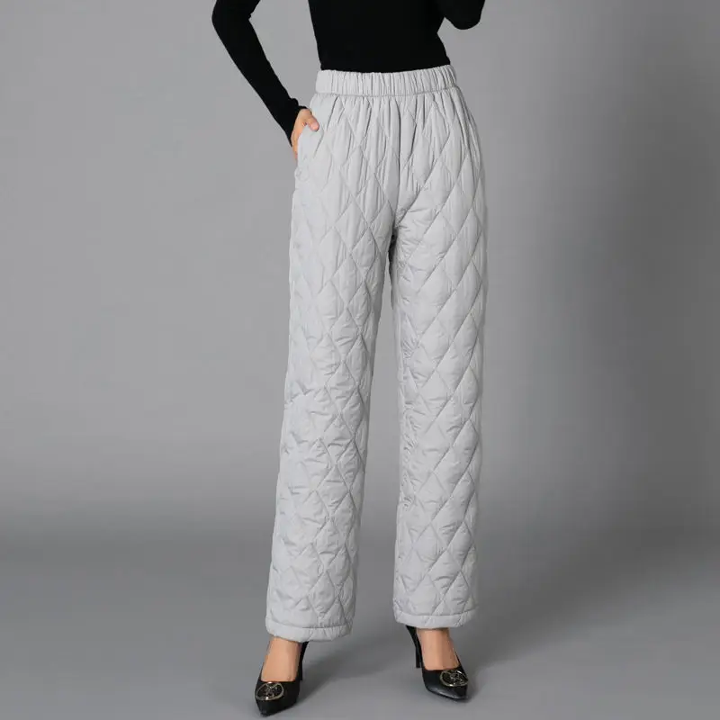 Women's Thick Warm Cotton Pants Black Blue Beige Grey - Image 4