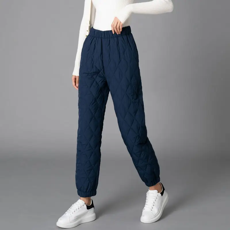 Women's Thick Warm Cotton Pants Black Blue Beige Grey - Image 5