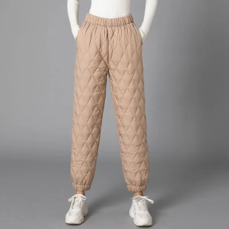 Women's Thick Warm Cotton Pants Black Blue Beige Grey - Image 7