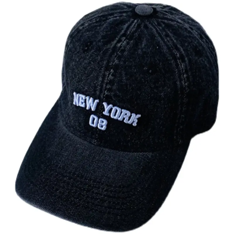 Japanese Ins Washed Denim Caps for Men Women New York 08