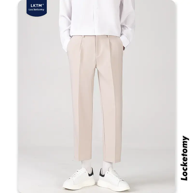 Men Black Loose Straight Pants Casual Dress Pants - Image 12