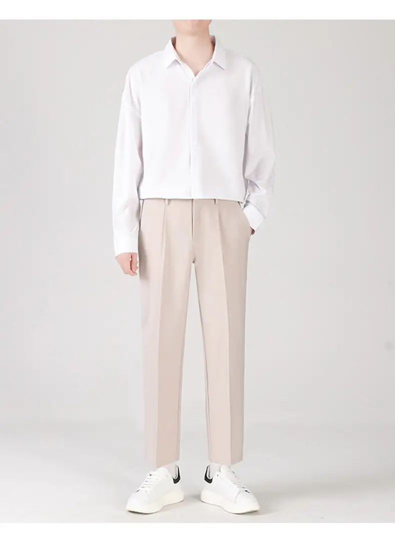 Men Black Loose Straight Pants Casual Dress Pants — feature 15