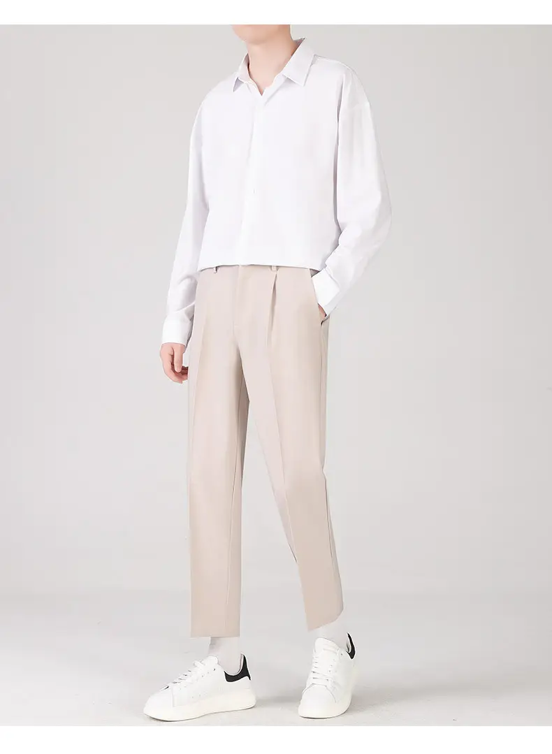Men Black Loose Straight Pants Casual Dress Pants — feature 16