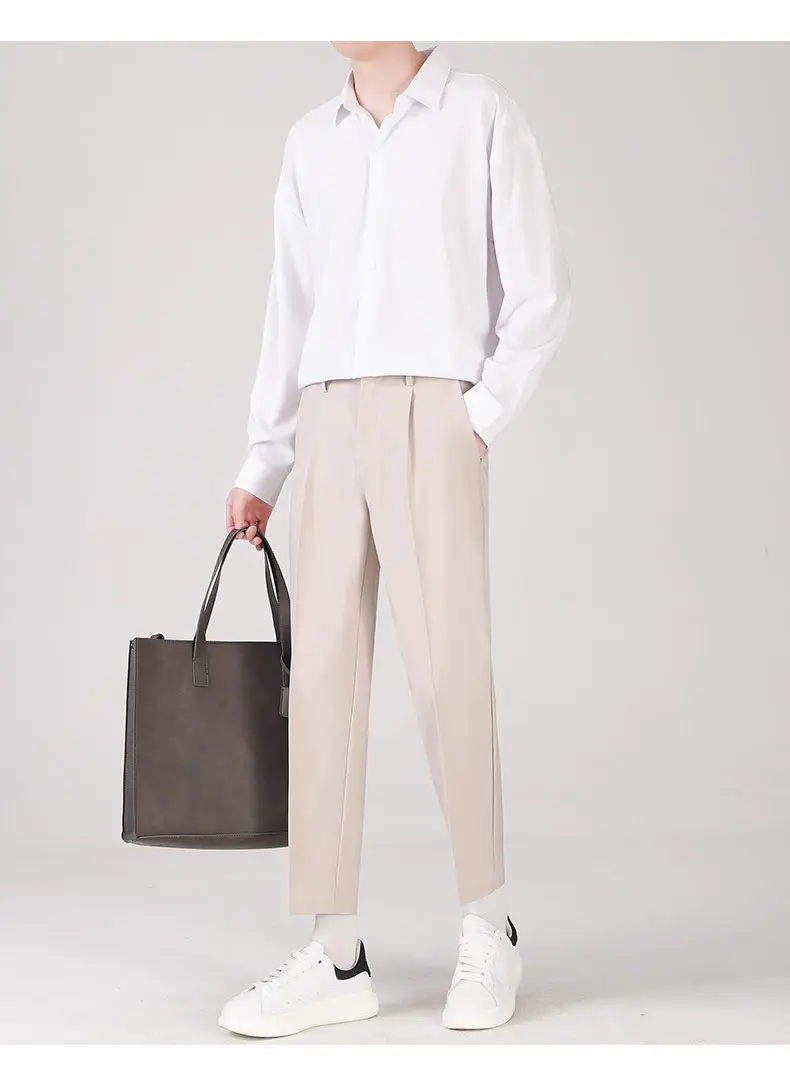 Men Black Loose Straight Pants Casual Dress Pants — feature 17