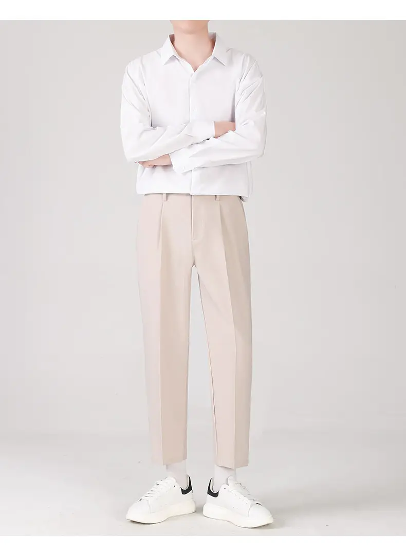 Men Black Loose Straight Pants Casual Dress Pants — feature 18