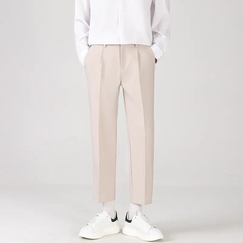 Men Black Loose Straight Pants Casual Dress Pants - Image 5