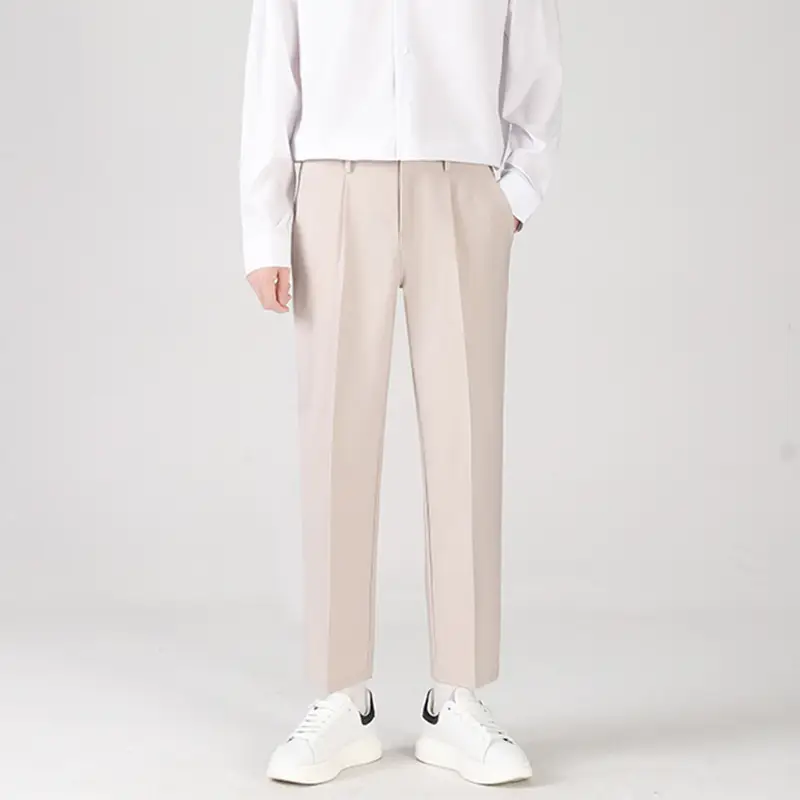Men Black Loose Straight Pants Casual Dress Pants - Image 6