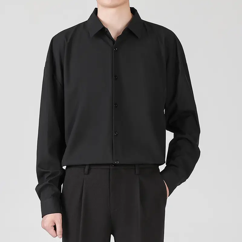 Men Black Loose Straight Pants Casual Dress Pants - Image 8