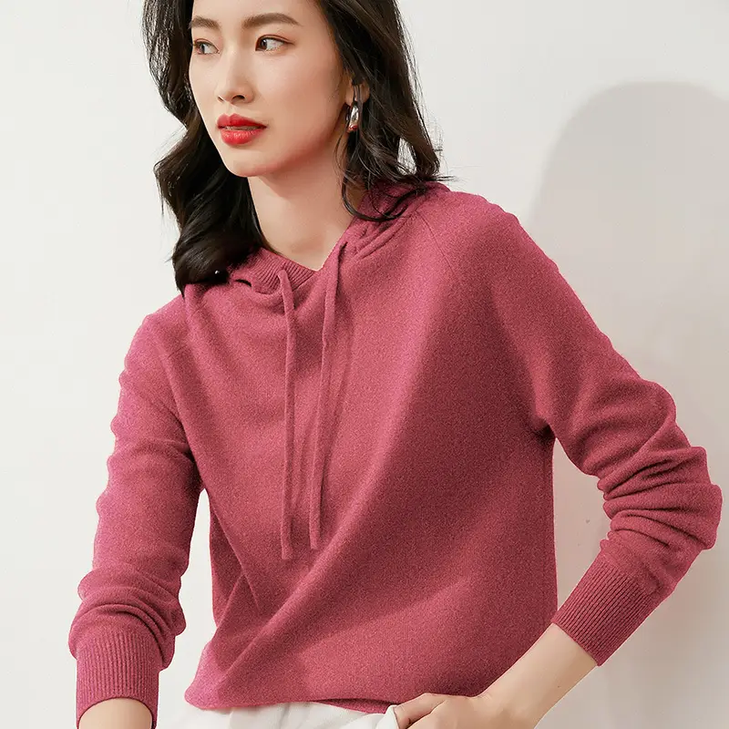 Women Red Hooded Sweatshirt Spring Autumn Wear