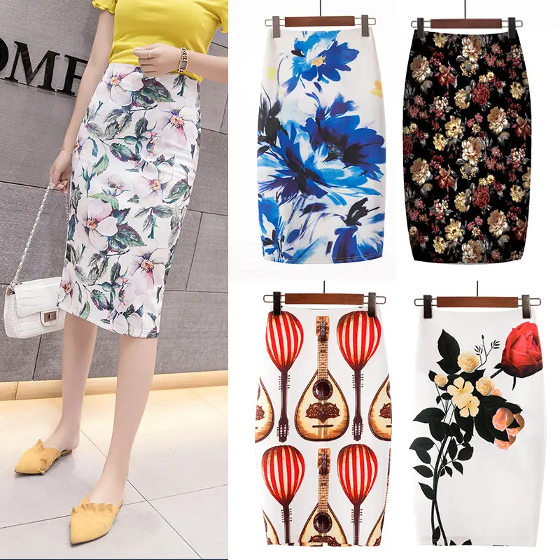 Women's Floral Print Pencil Skirt Spring Summer