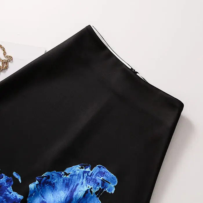 Light Blue Black Embroidered Pencil Skirt for Women — feature 6