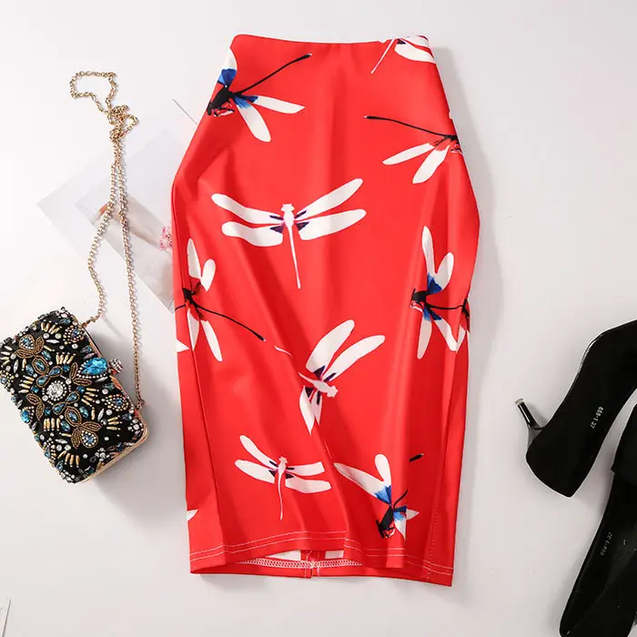 Light Blue Black Embroidered Pencil Skirt for Women - Image 17