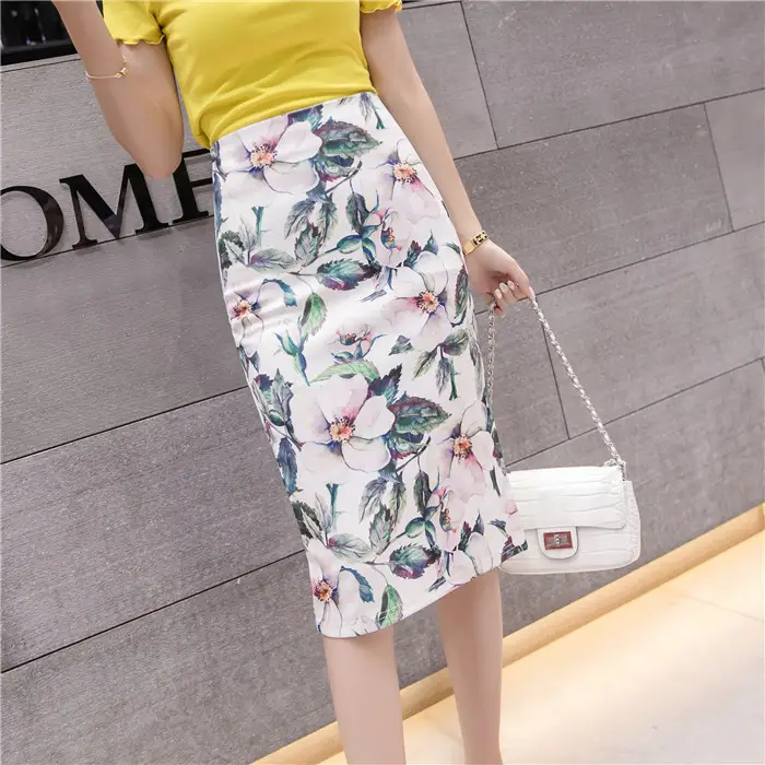 Light Blue Black Embroidered Pencil Skirt for Women - Image 8