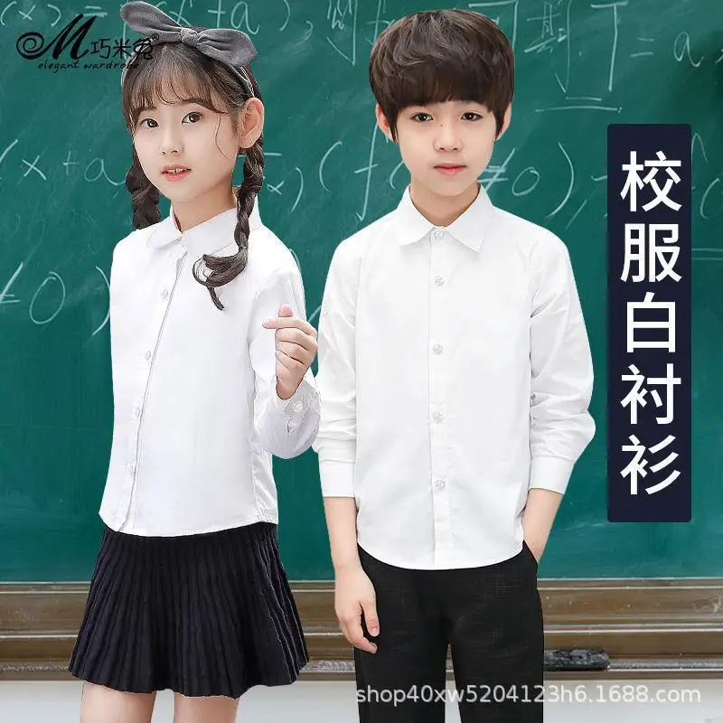 White Pure Cotton Boys Girls Shirts for School Uniforms - Image 5