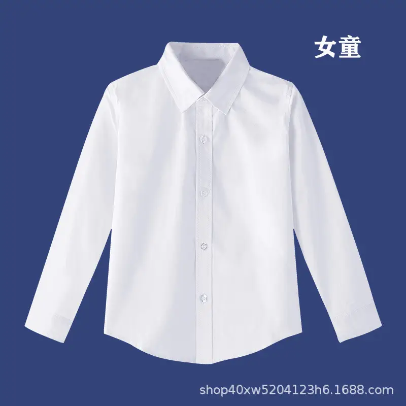 White Pure Cotton Boys Girls Shirts for School Uniforms - Image 2