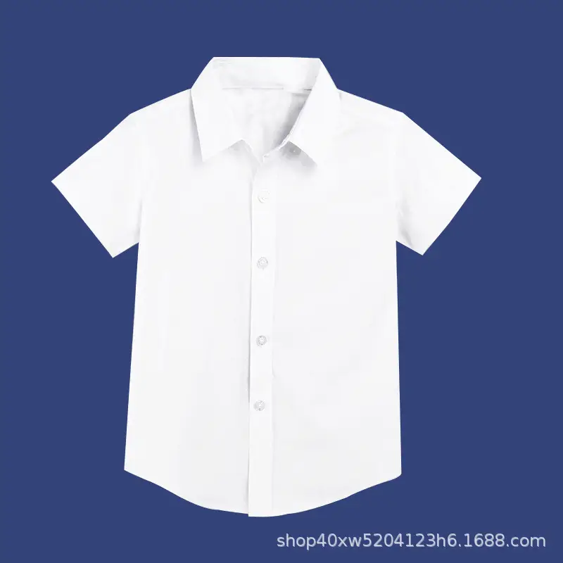White Pure Cotton Boys Girls Shirts for School Uniforms - Image 3