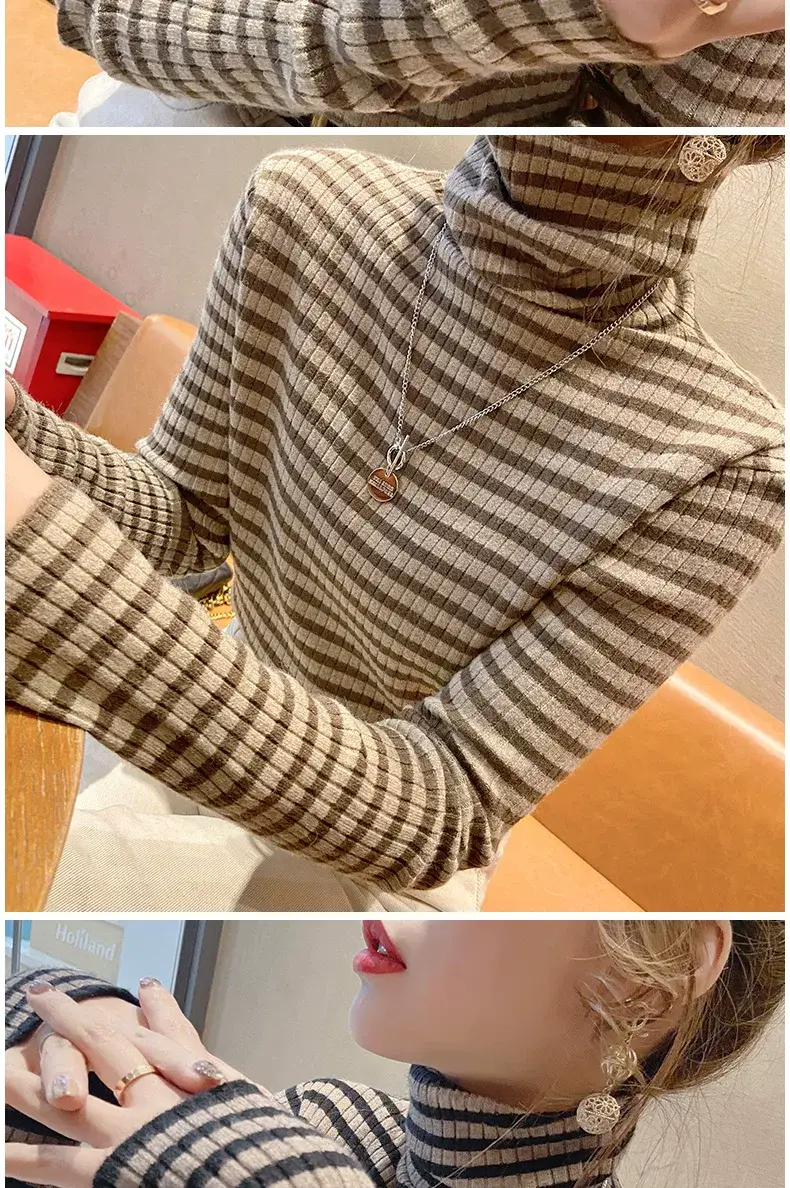 Women Striped Turtleneck Sweater Winter Top — feature 6