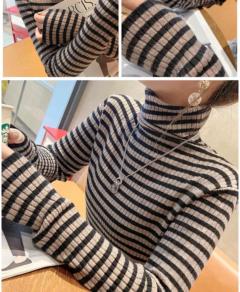 Women Striped Turtleneck Sweater Winter Top — feature 8