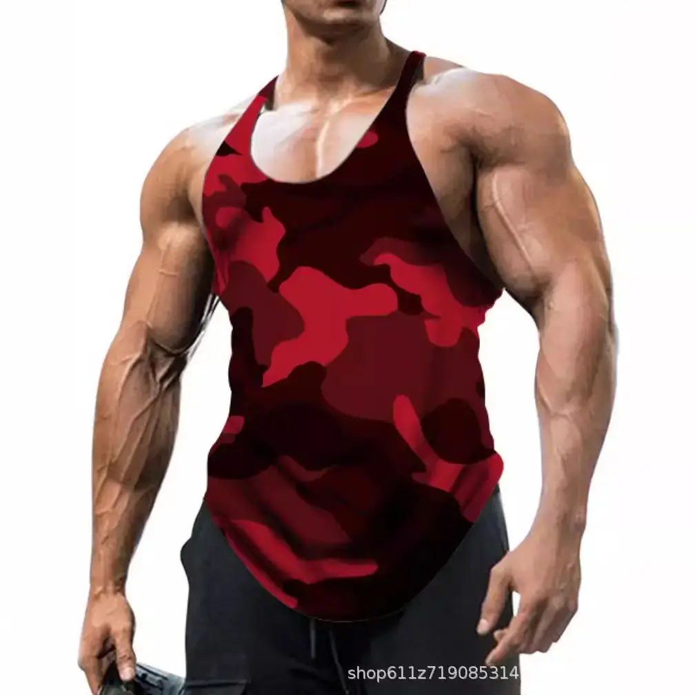 Men's Camouflage U-Neck Sleeveless Tank Top Large