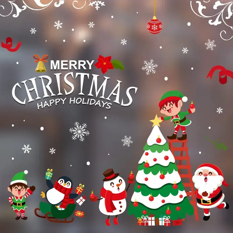 Christmas Window Decor Electrostatic Stickers Santa Claus - Image 37