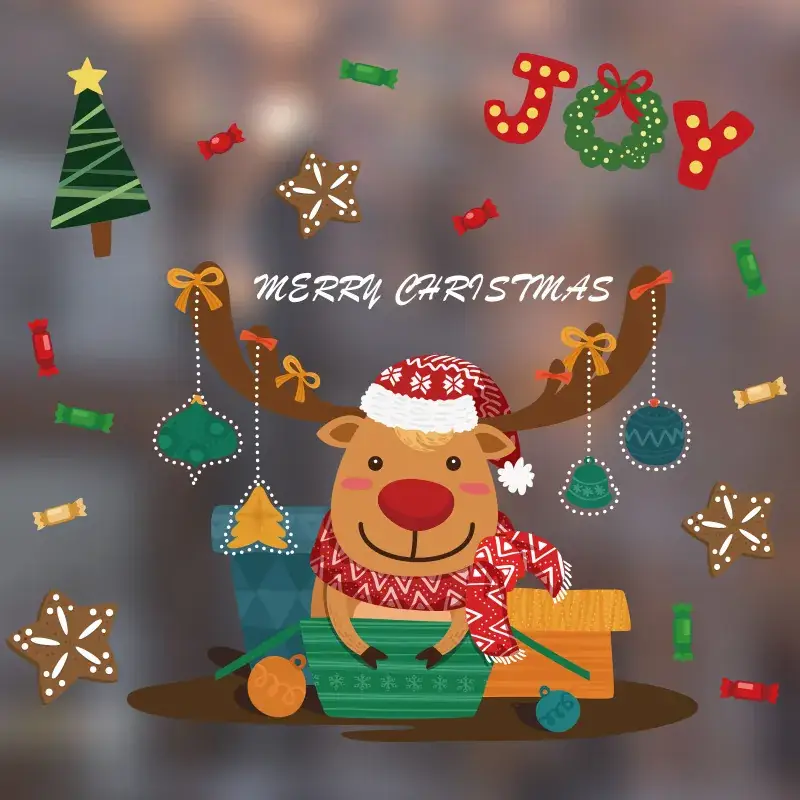 Christmas Window Decor Electrostatic Stickers Santa Claus - Image 38