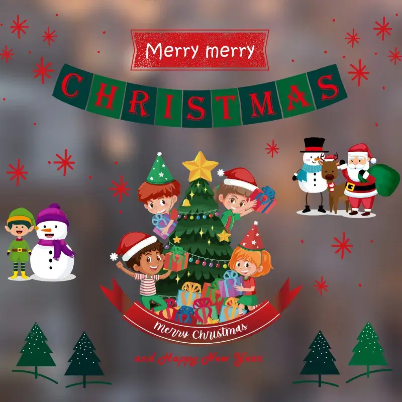 Christmas Window Decor Electrostatic Stickers Santa Claus - Image 12