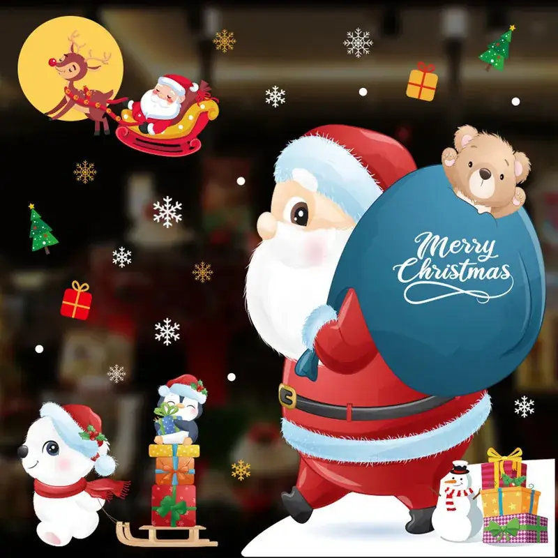 Christmas Window Decor Electrostatic Stickers Santa Claus - Image 17
