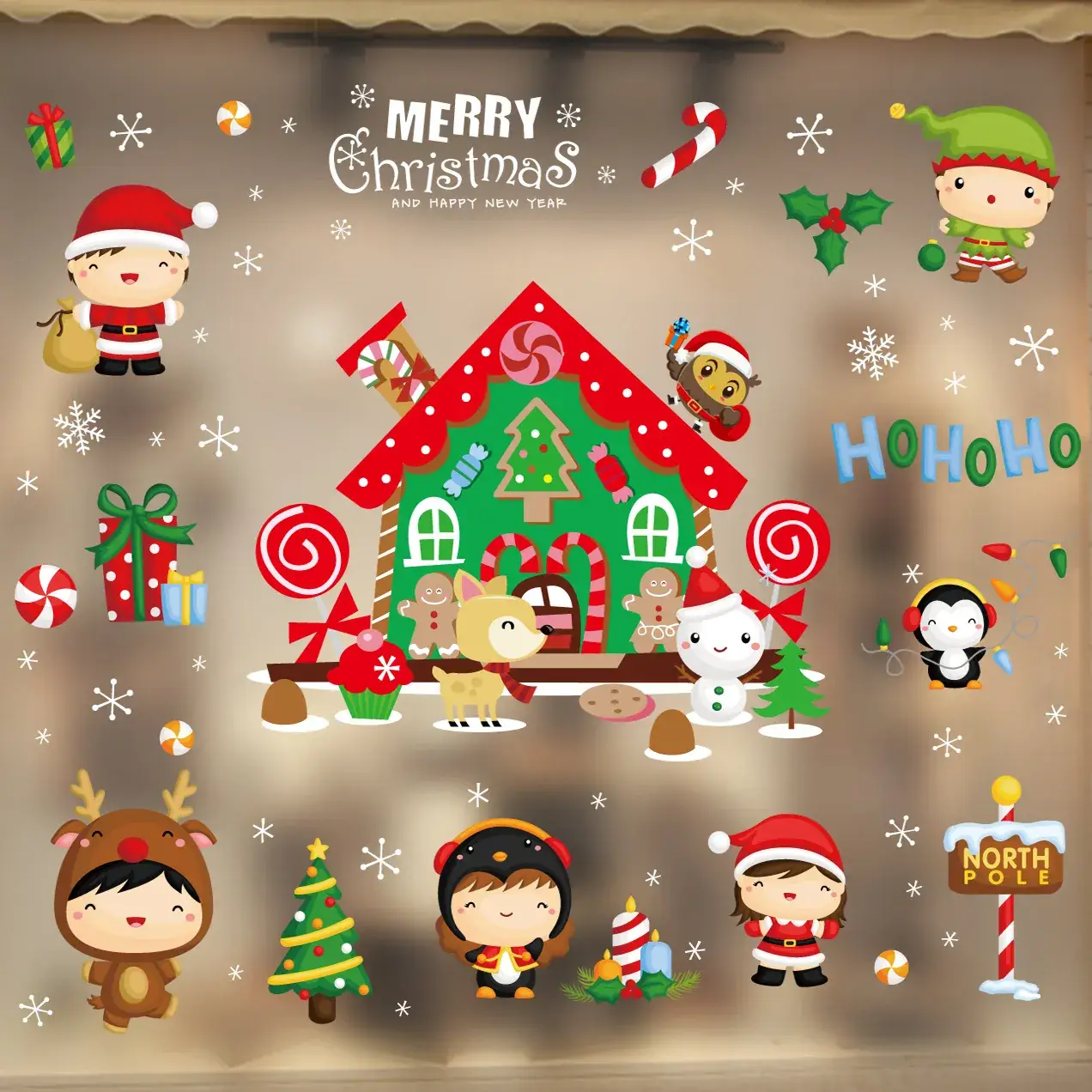 Christmas Window Decor Electrostatic Stickers Santa Claus - Image 2