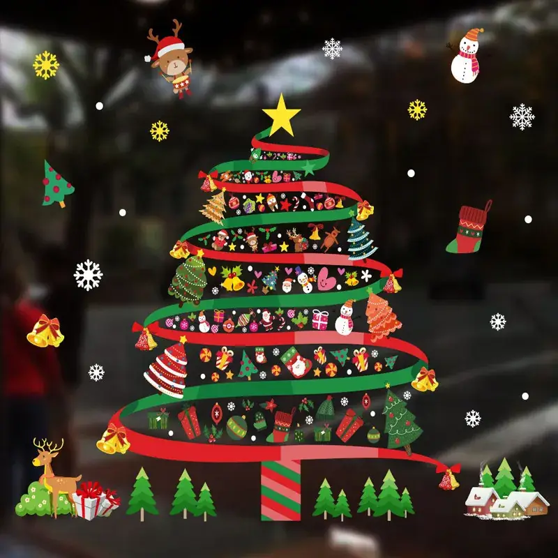 Christmas Window Decor Electrostatic Stickers Santa Claus - Image 19