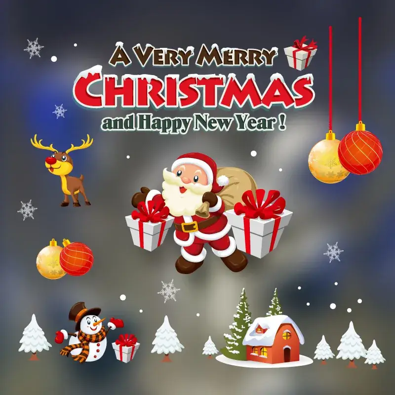 Christmas Window Decor Electrostatic Stickers Santa Claus - Image 23