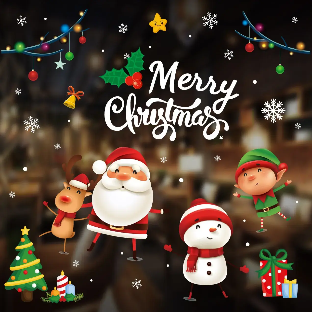 Christmas Window Decor Electrostatic Stickers Santa Claus - Image 29