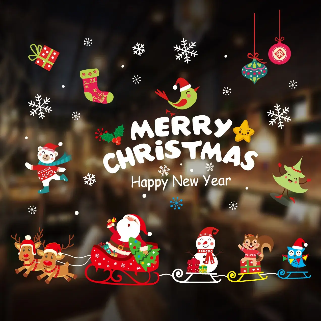 Christmas Window Decor Electrostatic Stickers Santa Claus - Image 31