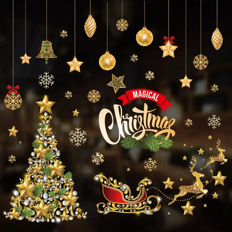Christmas Window Decor Electrostatic Stickers Santa Claus - Image 32