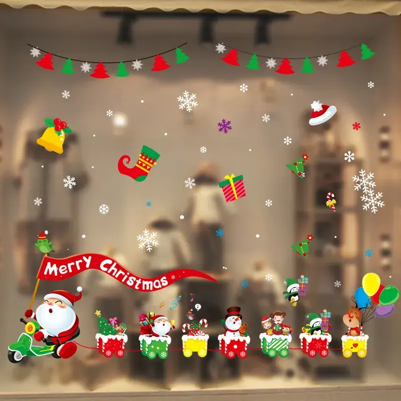 Christmas Window Decor Electrostatic Stickers Santa Claus - Image 35