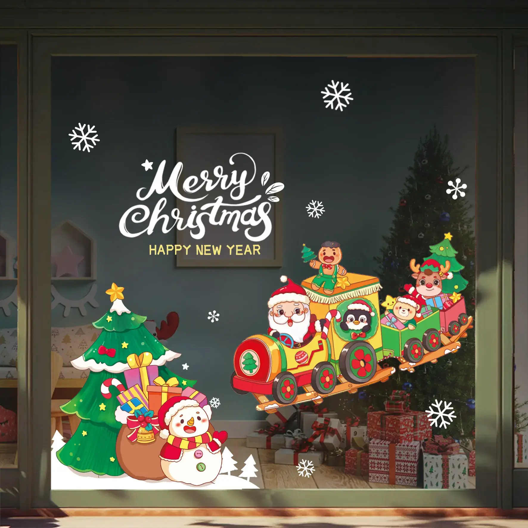 Christmas Window Decor Electrostatic Stickers Santa Claus - Image 6