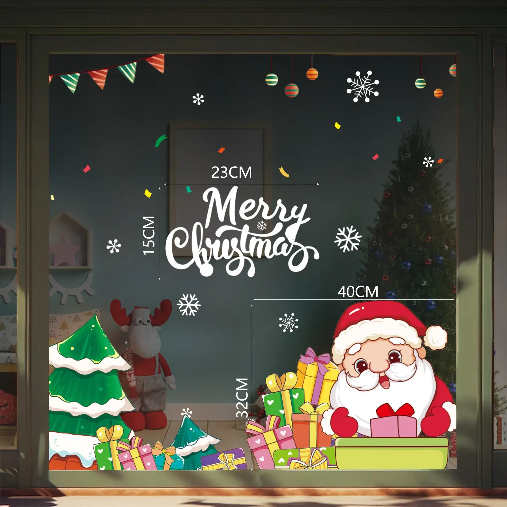 Christmas Window Decor Electrostatic Stickers Santa Claus - Image 7