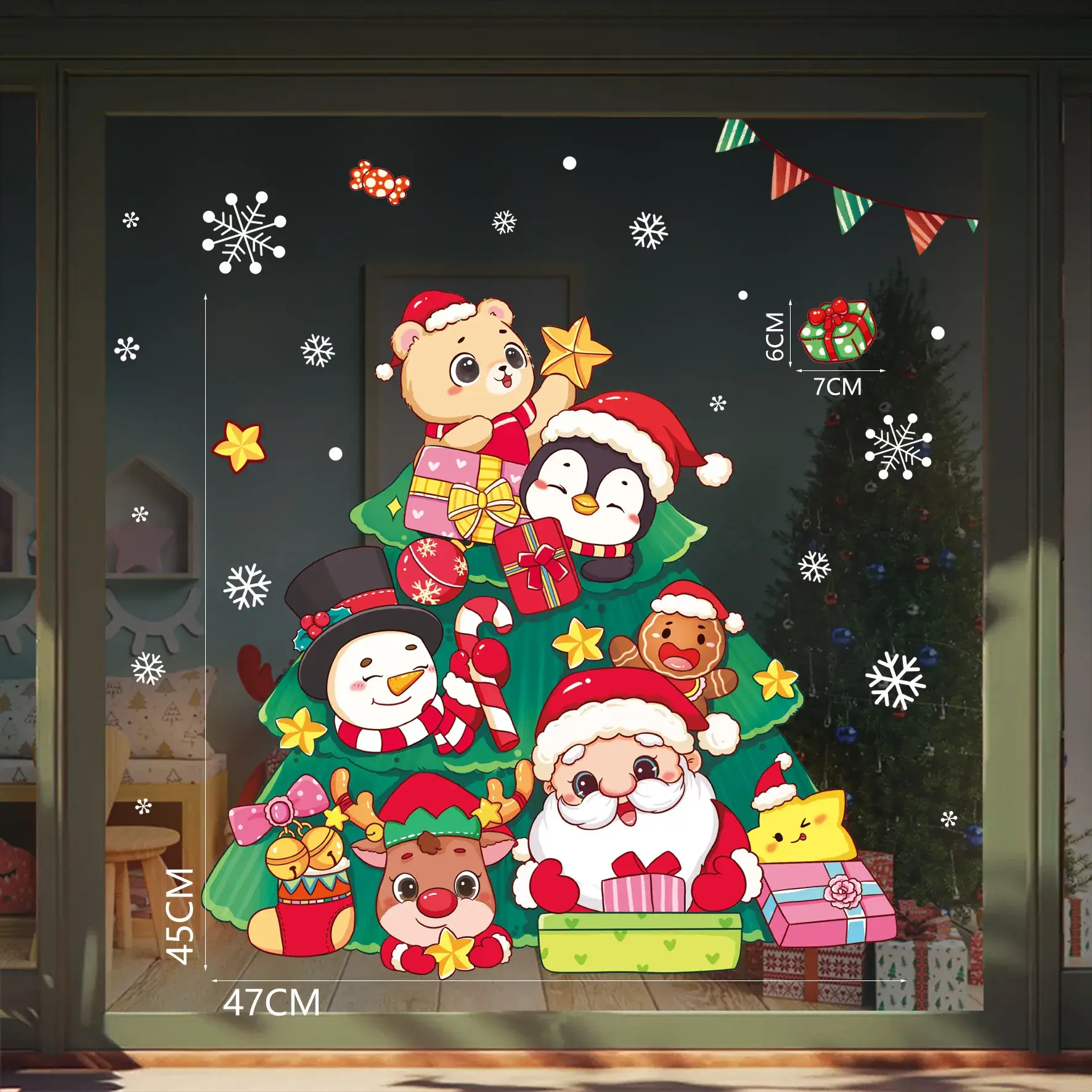 Christmas Window Decor Electrostatic Stickers Santa Claus - Image 8