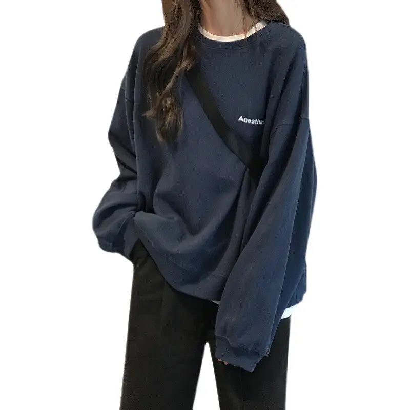 Women Grey Loose Sweatshirt Jacket with Plaid Shorts - Image 7