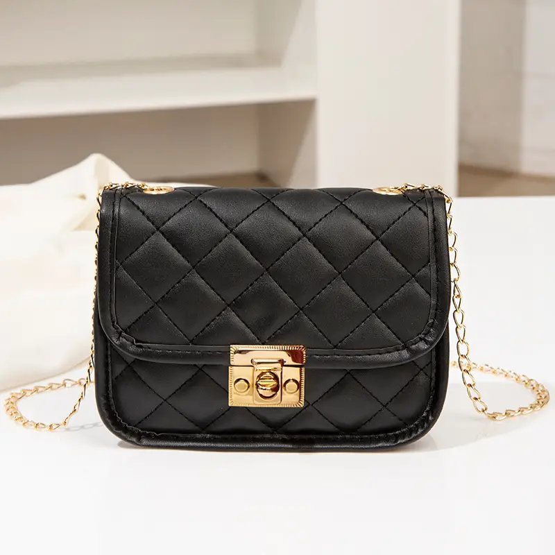 Black Embroidered Quilted Shoulder Bag for Women - Image 3