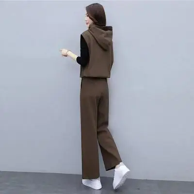 Women's 2025 Slimming Black Wide Leg Pants Suit Set - Image 4