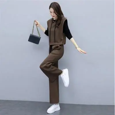 Women's 2025 Slimming Black Wide Leg Pants Suit Set - Image 5