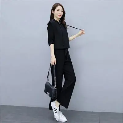 Women's 2025 Slimming Black Wide Leg Pants Suit Set - Image 6