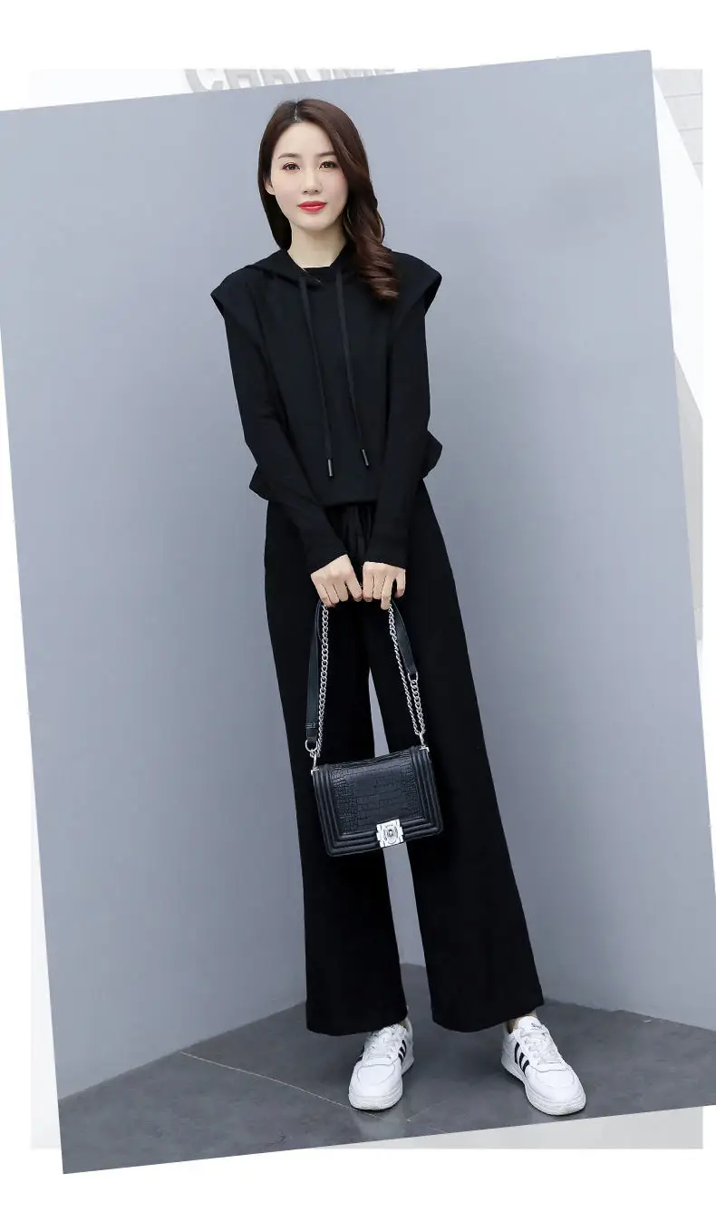 Women's 2025 Slimming Black Wide Leg Pants Suit Set — feature 15