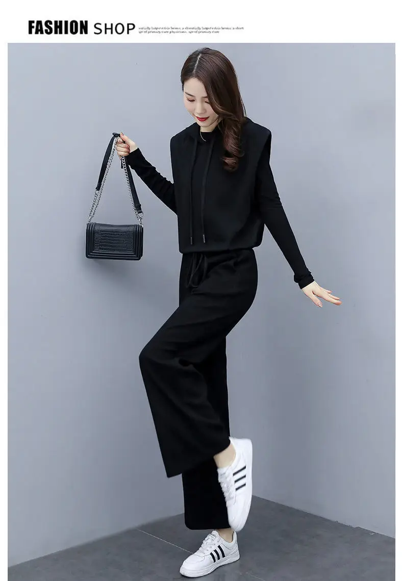 Women's 2025 Slimming Black Wide Leg Pants Suit Set — feature 16